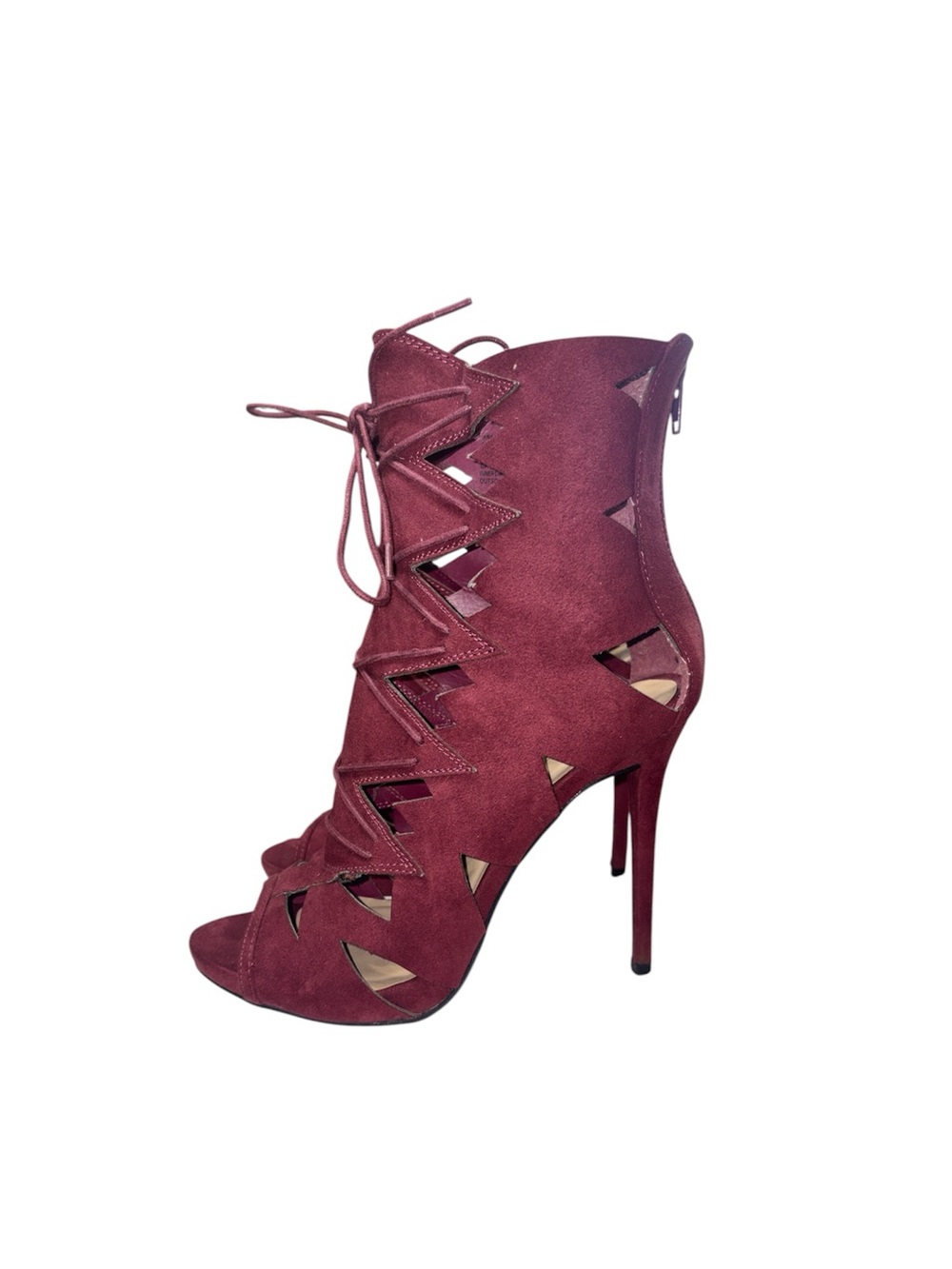 Shoe Dazzle Analy Burgundy Cutout Heel Stiletto Whimsygoth Coquette Size 9.5